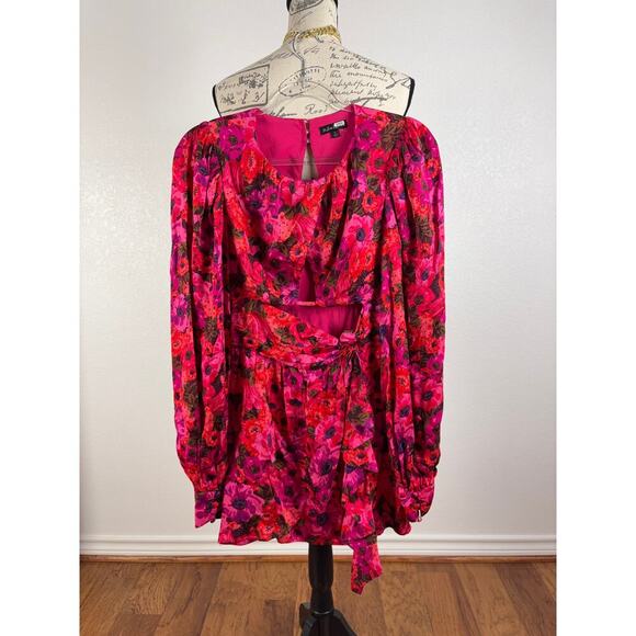 B47 For Love & Lemons Lauren Floral Mini Dress Women Small Romantic Bohemian - Picture 3 of 9